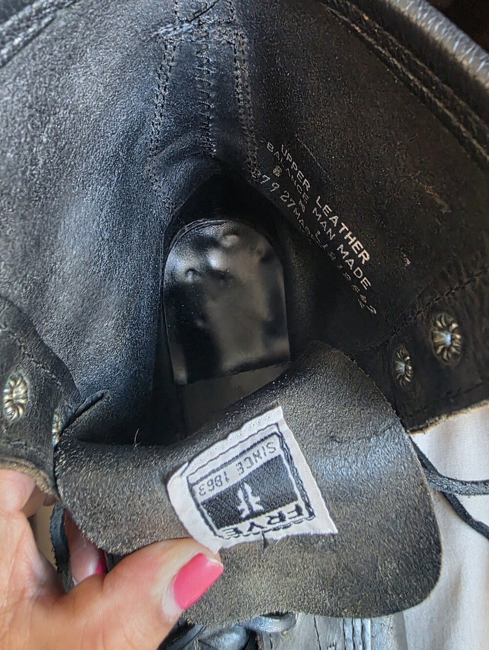 Frye Men's Black Leather Lace-Up Work Boots - Picture 11 of 11